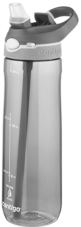 Contigo Ashland Autospout Trinkflasche mit Strohhalm | 720ml große BPA-freie Kunststoff Wasserflasche | auslaufsicher | ideal für Schule, Arbeit, Sport, Fahrrad, Wandern, Smoke