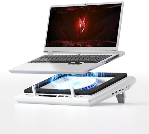llano Refroidisseur de PC Portable Ventilateur Turbo Extra-Large de 14 cm et Mousse d'étanchéité pour Un Refroidissement Rapide des Ordinateurs Portables de 38 à 48 cm, hub USB à 3 Ports