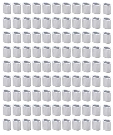 100 st aluminium pressögla hylsa, vajer hylsor klämmor för kabelfixering och fiske krymphylsa (2 mm/0,08 tum elliptisk)