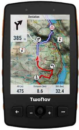 TwoNav Aventura 2 Plus (32 GB), GPS de Mano con Pantalla Amplia 3.7 Pulgadas, Botones y Joystick para montaña, Alpinismo, Trekking o Senderismo con mapas incluidos. Naranja