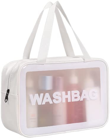 SZDPC Grande Trousse de Toilette pour Femme et Homme, Trousse de Toilette de Voyage avec Poignée de Transport, Sac de Douche Translucide Mat
