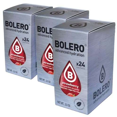 SET 72 BOLERO DA 3 GRAMMI STRAWBERRY Preparato istantaneo per Bevande con Stevia e Vitamina C e Senza Zucchero