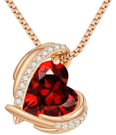 CDE Collana Delle Donna Cuore, Oro Rosa Birthstone Gioielli Donna Regali di Festa Della Mamma Lei Moglie Fidanzata Regalo Compleanno Anniversario San Valentino Natale | Placcata in Oro Rosa Catena Regolabile Collana Idee Anniversario Natale Regali per Fidanzata Moglie Amica Mamma Figlia