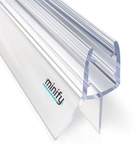 minify Junta de ducha para puertas de cristal (5 – 8 mm) – Junta para puerta de cristal transparente, perfil en U con labios de sellado de vidrio esmerilado disponible en diferentes longitudes [ 1 x
