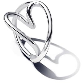PANDORA Essence Organisch Geformtes Herz Ring aus Sterling Silber, Größe: 58, 193288C00-58