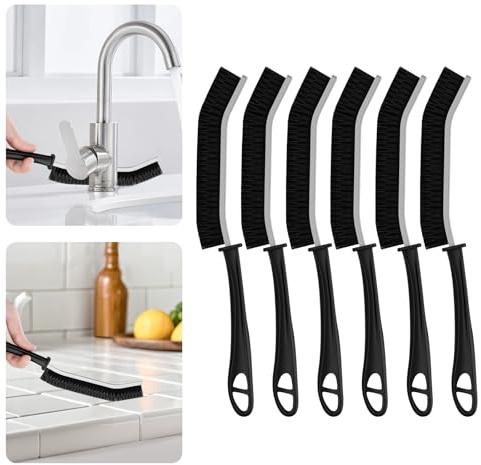 Cepillo de Esquinas de Cerdas Duras - Cepillo para Limpiar Juntas, Cepillo de Esquinas de Cerdas Duras, Cepillo de Esquinas, Accesorio para el Hogar y la Cocina (6, Negro)