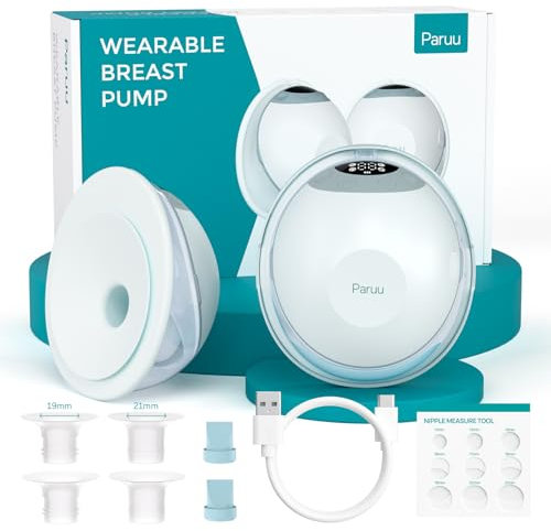 Paruu P20 Milchpumpe Elektrisch, Tragbar Freihändig Elektrische Milchpumpe, 4 Modi 12 Stufen mit 19/21/24 mm Doppelt Abgedichteter Flansch, Low Noise, Visualisierung der Milchmenge (2, Hellgrün)