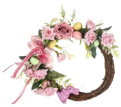 Couronne de printemps pour porte d'entrée, guirlandes colorées de fleurs sauvages et de baies pour décoration intérieure ou extérieure