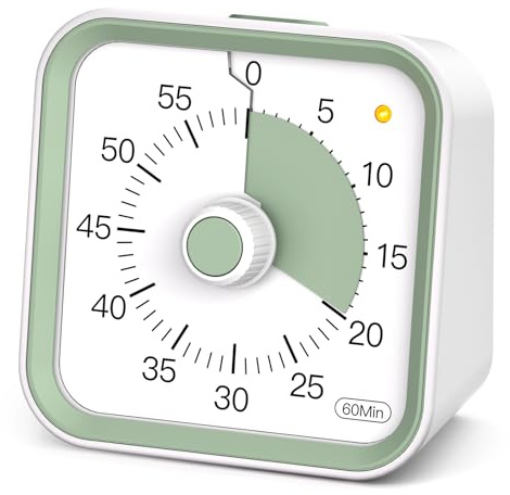 InfPokid Temporizador Visual con función de Pausa para niños y Adultos, Cuenta Regresiva de 60 Minutos Temporizador de productividad, gestión del Tiempo para Estudios, Clases, Cocina (Blanco)