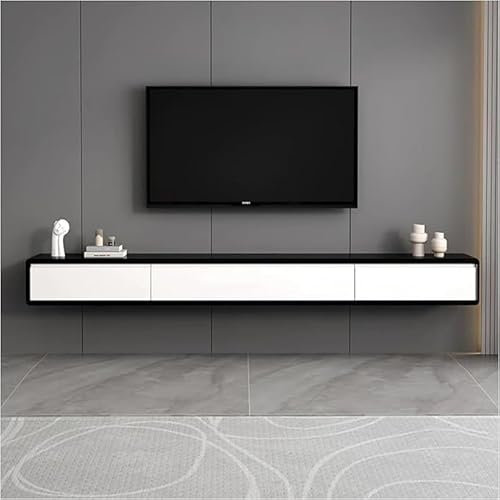 Mobile TV galleggiante con 2 cassetti, montaggio a parete, in legno, per soggiorno, panca TV, console centrale (B 180 cm)