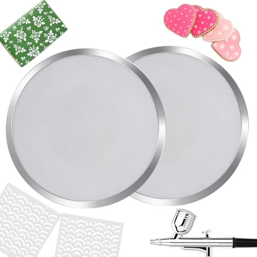 2 Pack Cookie Stencil Screen, Tool for Cookie Stenciling & Airbrushing, Use on Its Own or with a Cookie Stencil Holder, Cookie Decorating Supplies, Made with Food-Safe Stainless Steel