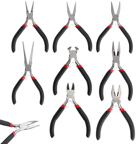 GZRXIOUS 8PCS Pinze Gioielli, Mini Pinze Precisione Acciaio Temprato Creazione, Modellismo Fai-da-Te, Strumenti Durevoli con Impugnatura Ergonomica, Compatti Multifunzionali per Artigiani Hobbisti