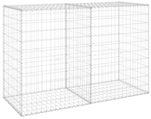 Xhnifbn Parete gabbione 150 x 60 x 100 cm in acciaio zincato con copertura, argento, resistente alle intemperie e durevole per la decorazione del giardino, frangivista e muro di supporto