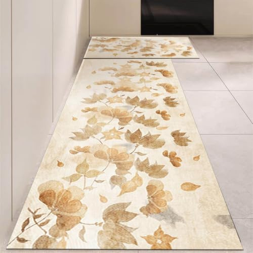 Alfombra Cocina 50X80Cm Amarillo Gris Alfombra Vinilica Cocina Cuero,Modernas Lavable Antideslizante Anti Fatiga para Pasillo, Comedor,Hogar Alfombrilla Cocina