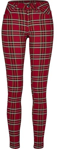 Urban Classics Ladies Skinny Tartan Pants Pantaloni, Multicolore (Red/Blk 00200), 54 (Taglia Produttore: 33) Donna