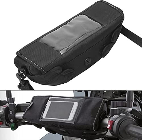 H RUO Waterproof Handlebar Storage Bag, Motorcycle/Bike Handle Bar Bag with Phone Pouch Fits for BMW F750GS F850GS R1200GS Triumph Honda Yamaha Suzuki