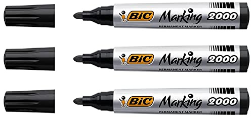 BIC Lot de 3 Marqueurs permanent 2000 Pointe ogive Noir