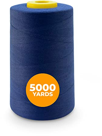 Weemex 1 Bobina de Hilo de Coser Azul Marino de Poliéster | 11 opciones | para Máquina Remalladora, overlock, Singer, Janome, etc | hilo de 5000 Yardas cada uno 40S/2 para todo Propósito (Navy Blue)