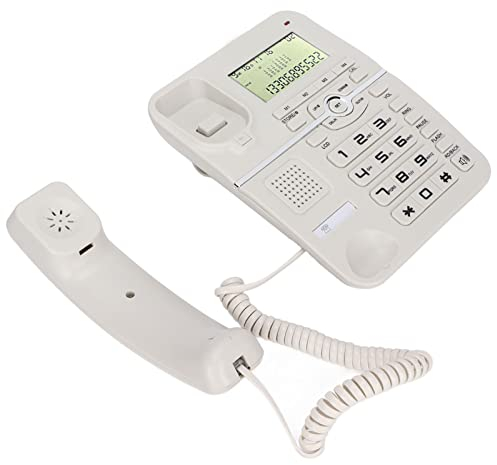 Téléphone Filaire, Téléphone Fixe avec Affichage de L'identification de L'appelant, Systèmes Doubles FSK/DTMF, Téléphones Fixes de Bureau pour la Maison (Blanc)