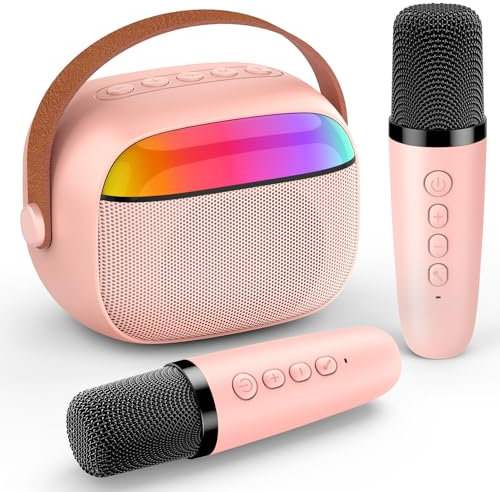 Gralal Karaoke con Microfono Bambini, Regalo Bambina 3-12 Anni Microfono Karaoke per Bambini Giochi Bambina 3-12 Anni Femmina Giocattoli Bambina 4-10 Anni Cassa Karaoke con 2 Microfoni Natale