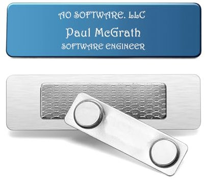 Zysta Targhetta Personalizzata Incisione Nome Numero Civico con Magnete per Porta Cassetta Postale Citofono ID Badge con Iniziali Ufficio con Spilla in Acciaio Targa con Nome 7 x 2cm (Blu Magnete)