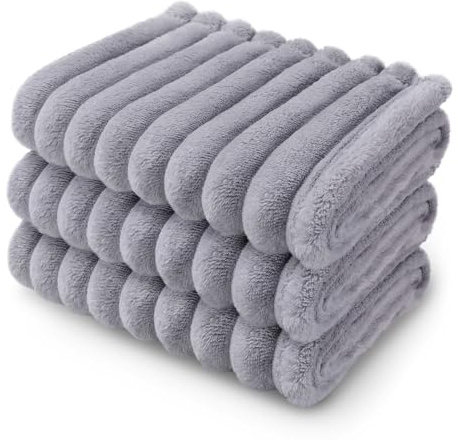 luciphia 3 Pezzi Coperta per Cani Gatto Lavabile Soffice Durevole, Morbida e Calda Flanella, Tappetino Protezione per Mobili Bambini Cane Gatti Grigio 45_x_75_cm
