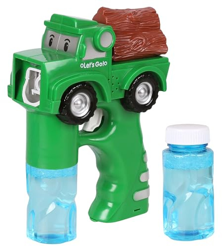Pistola per bolle di sapone auto con LED e suono, incluse 2 bottiglie di ricarica