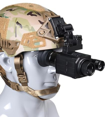 SUZLAZYR NK006 Nattvisionsglasögon, NVG huvudmonterad monokulär mörkerseende med 1,4-tums OLED-skärm, videoinspelning 1080p, 5x digital zoom för campingjakt, 940nm ir