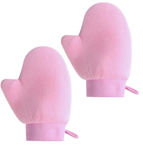 Confezione da 2 applicatori autoabbronzanti con polso antiscivolo, guanti antiscivolo in velluto su entrambi i lati, lavabili e riutilizzabili, applicatori per crema solare per casa, accessori da