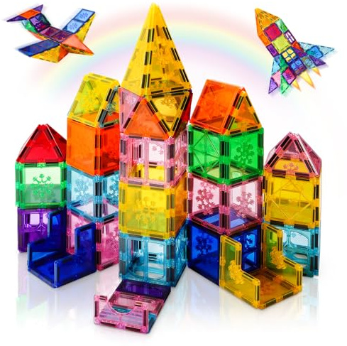 Xekel 40PCS Magnetic Tiles, Magnetic Building Blocks 3D Kids Toys, STEM Educational Toys Travel Sets for Kids Game Building Preschool Construction Toys for 3+ Years Old Girls and Boys Gifts