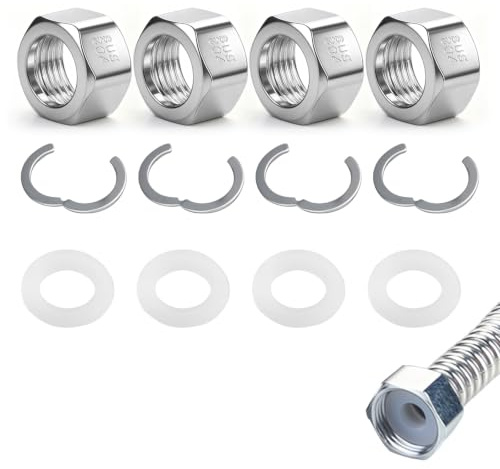4 Piezas Conector 3/4 Pulgadas para Tubo Ondulado DN20, Kit de Conexión en Acero Inoxidable, para Instalación Solar y Sanitaria
