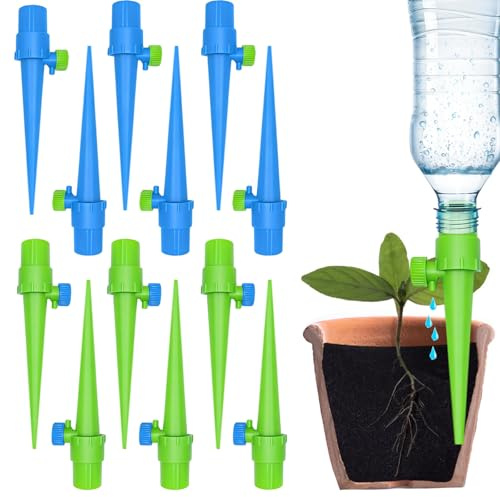 Riego por Goteo Automático Kit,Riego Goteo Botella con Válvula de Control,Autorriego para Macetas,Ajustable Dispositivo de Riego para Regar Plantas en Vacaciones para Flores Bonsáis Interior (12pcs)