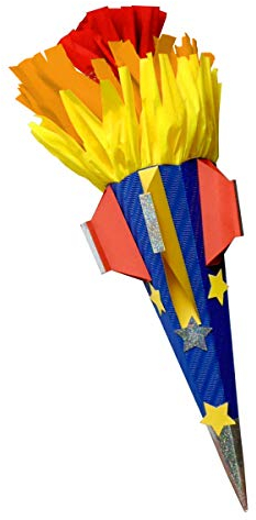 Schultüte Bastelset Rakete - Zuckertüte - aus 3D Wellpappe, 68cm hoch
