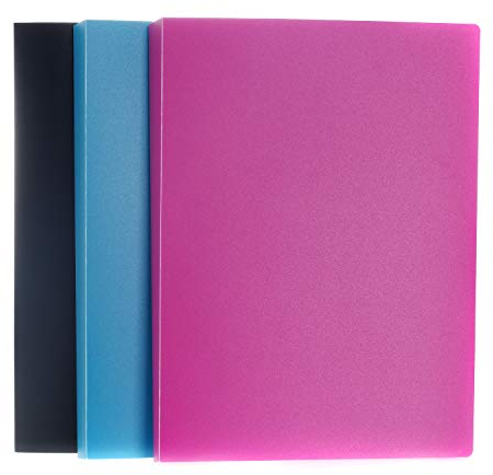 TUKA-i-AKUT [3x] Sichtbuch PP A4 insgesamt 120 Klarsichthüllen für 240 Blatt (je Buch 40 Klarsichthüllen), Transparente Hülle, Solid Präsentationsordner aus PP, 3er Set in 3 Farben, TKD8017-3x