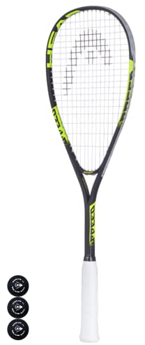 Head Speed Pro Squash Racket + 3 Squash Balls