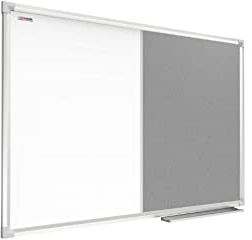 ALLboards Combination Board 2 in 1 Whiteboard & Grey Felt Board with Aluminium Frame 120x90cm, Pin Board Magnetic Board