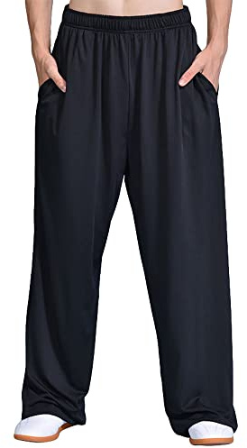 ZooBoo Men's Cotton Linen Kung Fu Pants Elastic Waist Tai Chi Trousers
