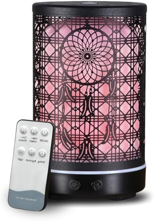 Zen’Arôme Diffuseur Ultrasonique Aromathérapie Siena - Diffusion Huile Essentielle à Froid - Diffuseur Électrique avec Télécommande - Éclairage Led Personnalisable – Coque en Métal avec Décor Original
