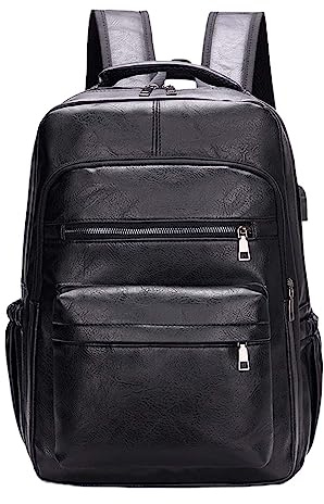 Baoblaze Zaino da viaggio da uomo, in pelle PU, con tasche multiple, resistente all'acqua, casual, per pesca, shopping, escursionismo, Nero