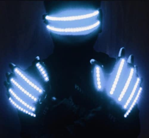 zhonghua Gants LED et Lunettes LED, Lunettes Lumineuses LED Party Lunettes Lumineuses Ggants Clignotants LED Gants Finger Light (Blanc)