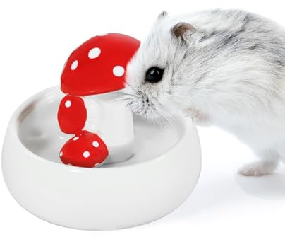 Niteangel Hamster Feeding & Water Bowls- Mushroom Ceramics Series Food Dish Feeding Bowls for Dwarf Syrian Hamsters Gerbils Mice Rats or Other Similar-Sized Small Pets (Water Bowl)