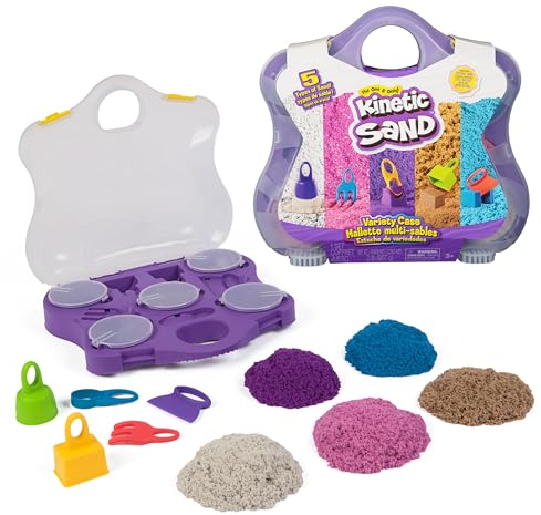 Kinetic Sand Farbspiel Koffer - mit 907 g magischen Sand aus Schweden in 5 Farben und mit 5 Werkzeugen für kreatives Indoor-Sandspiel, für Kinder ab 3 Jahren