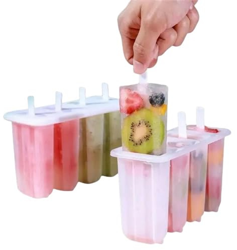 Ice Cream Mold Ice Cream Molds 4 Popsicle Molds Set Popsicle Ice Tray DIY Ice Cream Reusable with Stick Cover Kitchen Accessories-1