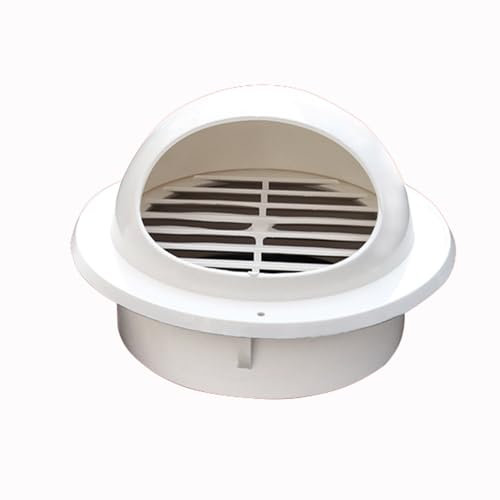 Cubierta de rejilla de capó de plástico PVC semiesférico, conducto de ventilación de aire, entrada de pared con contraventanas de 45°.(75mm)