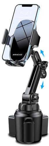 Miracase Getränkehalter Handyhalterung, Upgraded einstellbare Lange Hals Universal Hände frei Auto Handyhalterung Auto Cradle kompatibel mit alle Handys