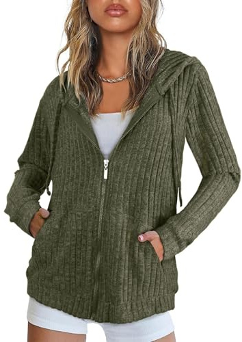 Flikity Women's Cardigans Zip Up Ladies Hoodies with Large Pockets | Hooded Cardigan Women Long Sleeve Tops Ladies Lightweight Jackets Casual Work Spring Summer Autumn Tunic Clothes M-3XL