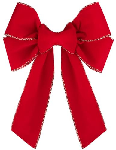 GEBETTER 6pz Fiocchi Rossi Albero di Natale, Fiocco Decorativo Natalizio Grandi per Ghirlanda Decorazione Ornamenti Confezioni Fai da Te (Rosso-19×23cm)