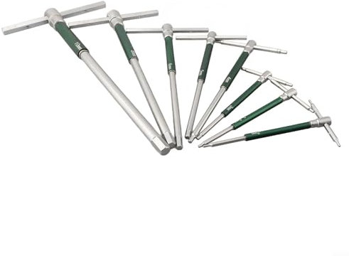 Snowchecking Schraubenschlüssel-Set, T-Griff, silberfarbener T-Griff für Torx-kompatibles Schraubenschlüssel-Set, Edelstahl, 8-teilig