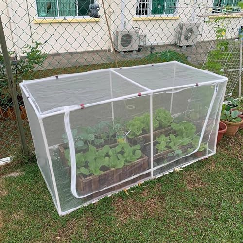 Rete Anti Insetti Tenda di Protezione per Piante da Orto con Porte con Cerniera, Tenda di Coltivazione di Pomodori per Esterni e Interni, Tenda di Copertura per Piante con Gabbia per Colture(LxWxH 200