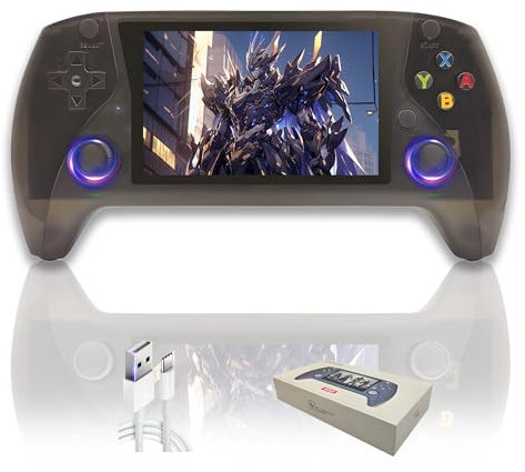 R50S Console di gioco portatile,19869/25320+ GIOCHI,23 emulatori,schermo IPS OCA HD da 4'', sistema E Open Source,console da gioco retrò,doppio joystick 3D,3000mAh console di videogiochi (Nero-64G)